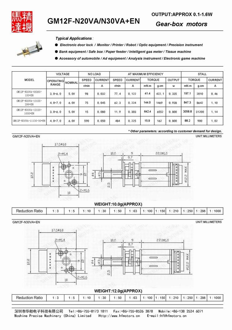 GM12-N20VA+EN Gear-box motors with hall encoder