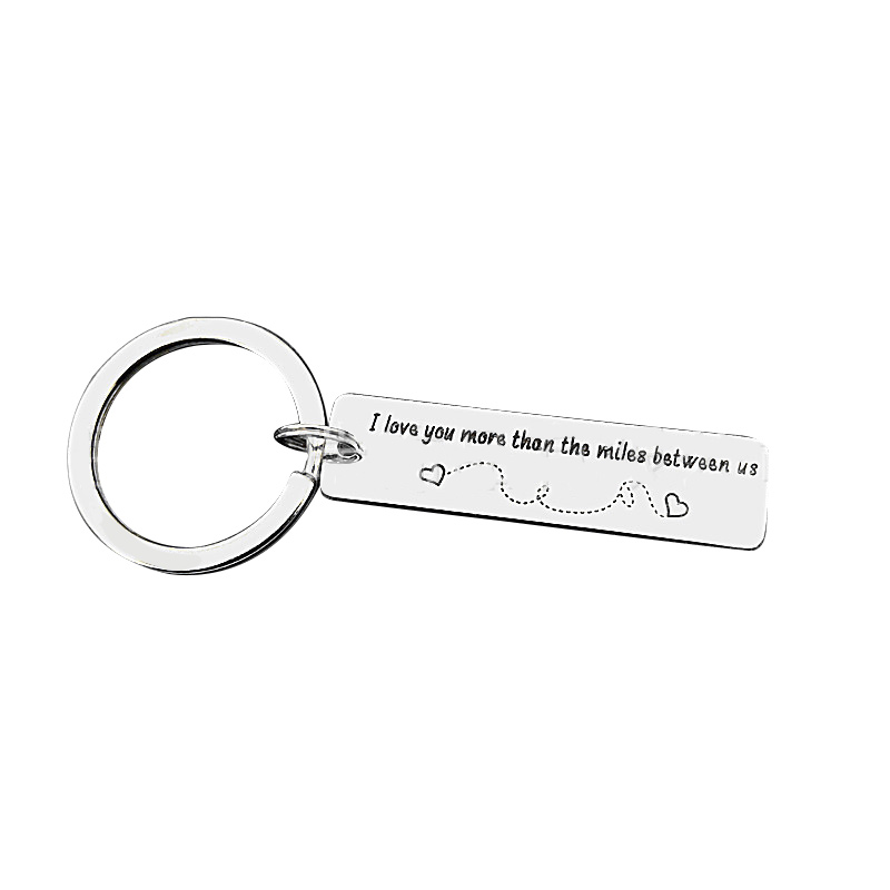 Zinc Alloy Rectangle Shape Valentine Personalised Metal Keychain Custom Shape