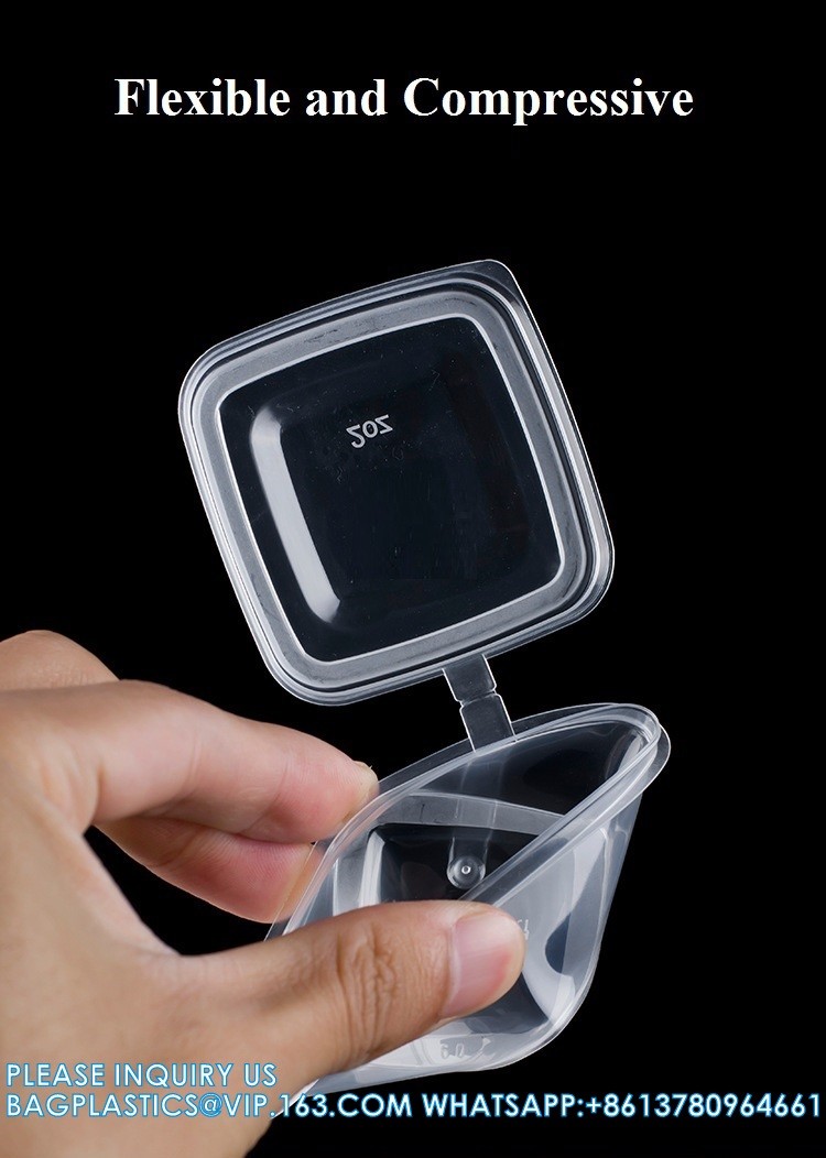 Factory Direct Sale Disposable Plastic Food Transparent Sauce Cup Cover Takeaway Food Square Sauce Container