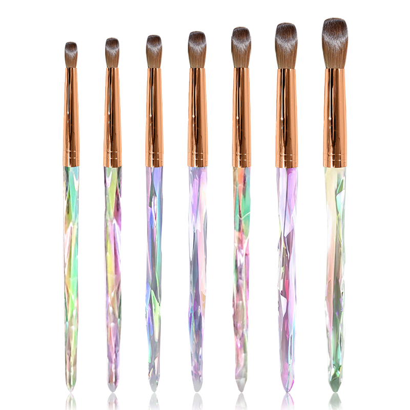 Kolinsky Hair Manicure Nail Brush Bling Acrylic Marble Handle Oval