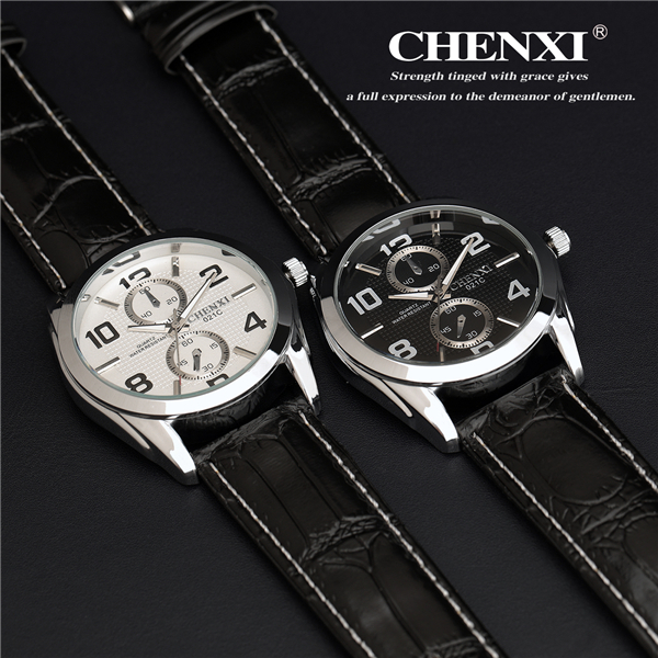 Cheap Stainless Steel Watches L021C CHENXI Branding Watches Black White Leather Watches
