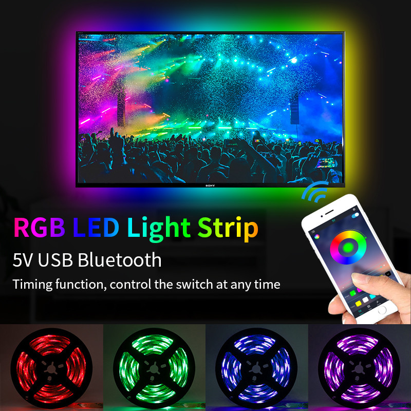 USB Car Headlight LED Tube Strip SMD 5050 RGB Colorful DC 5V Flexible