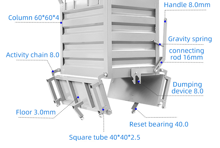 Heavy Duty Forklift Crane Attachment Waste Bin Container 1000L/H Dumping Capacity