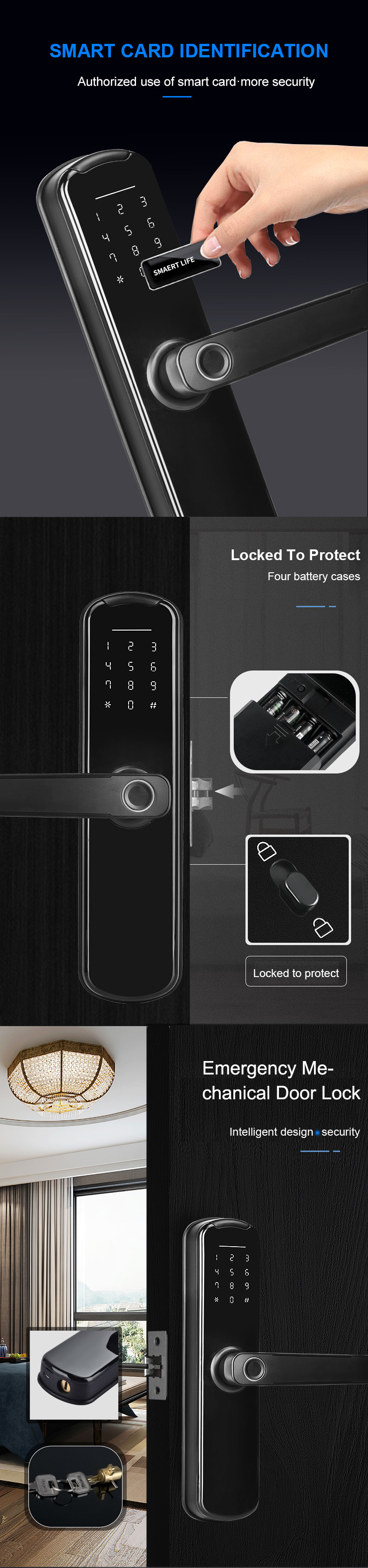 Aluminium Alloy Electronic Fingerprint Lock DC 6V FCC For Apartment Hotel
