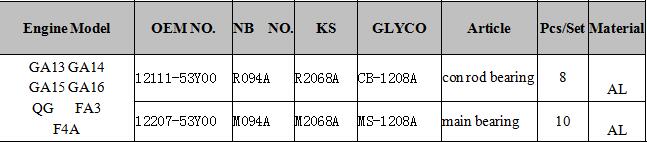 Aluminum Alloy STD Size Crankshaft Main Bearing / Con Rod Bearing