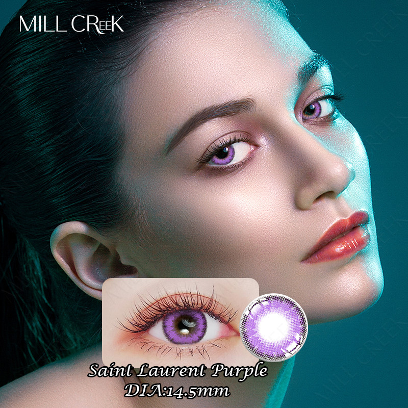 Daily Colored Prescription 14.5 Mm Contact Lenses Saint Laurent Green Pink Purple Brown
