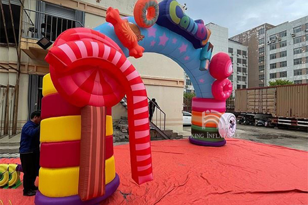 Sweet Candy Inflatable Arches Outdoor Party Advertising Christmas Decorative Rainbow Archway