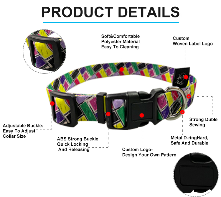 Woven Logo Dog Harness Set Multiple Colour Polyester Dog Harness