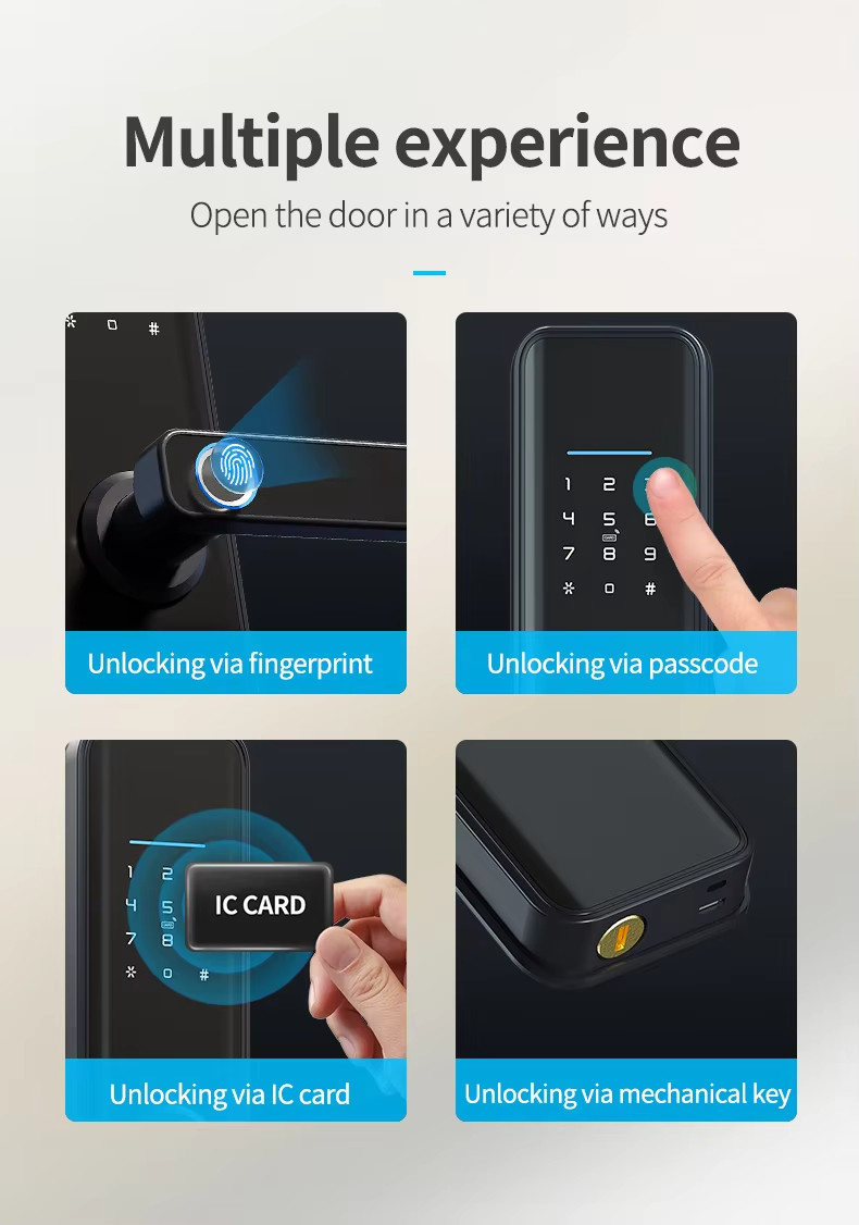 Black Wifi Bluetooth Lock 154*63*24mm Wifi Keyless Door Lock Auto Unlock