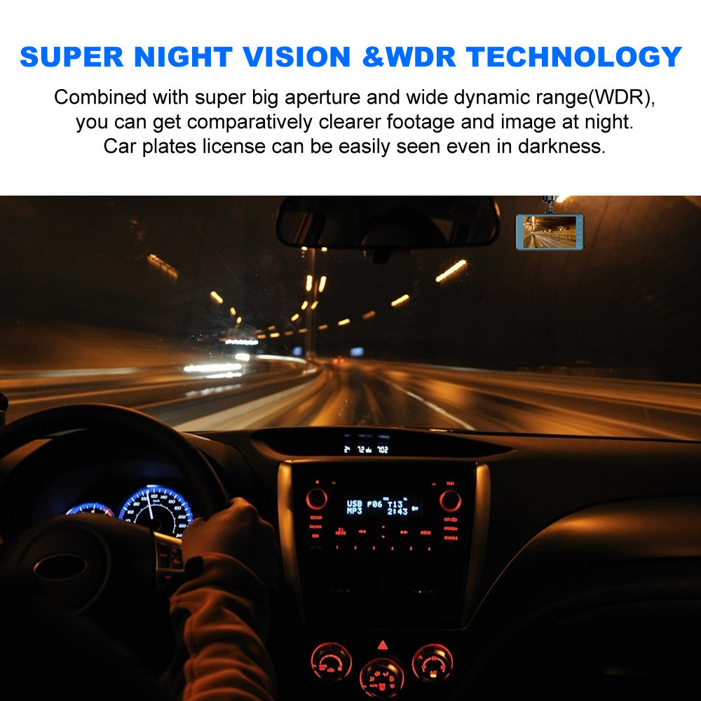 1080P DVR Recorder Motion Sensor Dash Cam With Reverse Camera