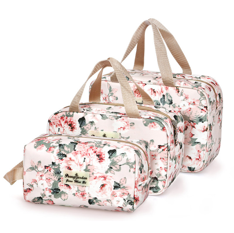 Personalised Printing Flower Design Beautiful Cosmetic Makeup Bag Set Fashion
