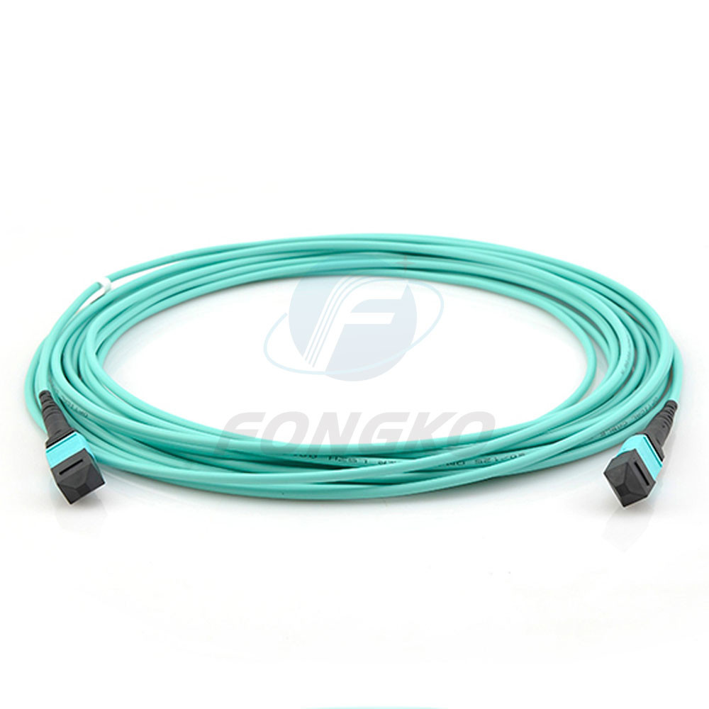 Professional Factory 12 cores Fiber Optic Patchcord OM3 male MPO Fiber Optic Patch cord