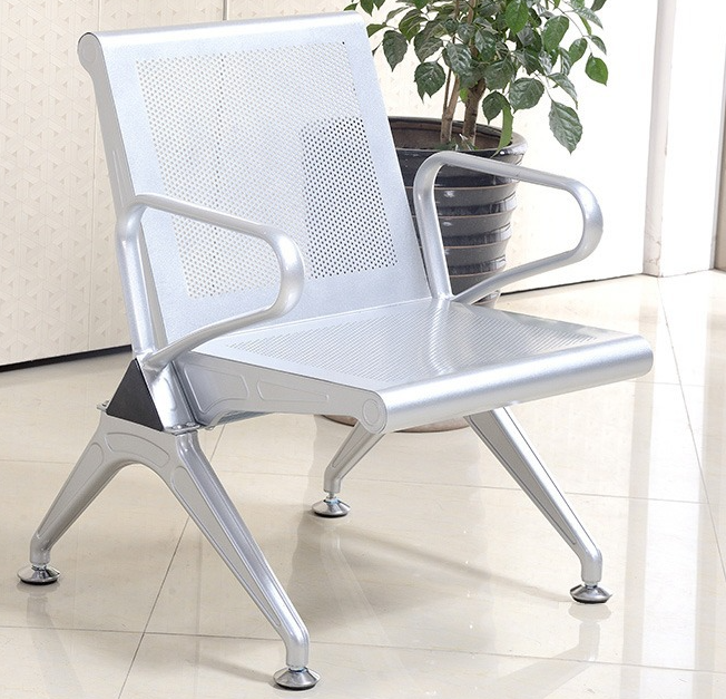 Modern Metal Stainless Steel Leather Continuous Row Chair Sofa for Public Waiting Area