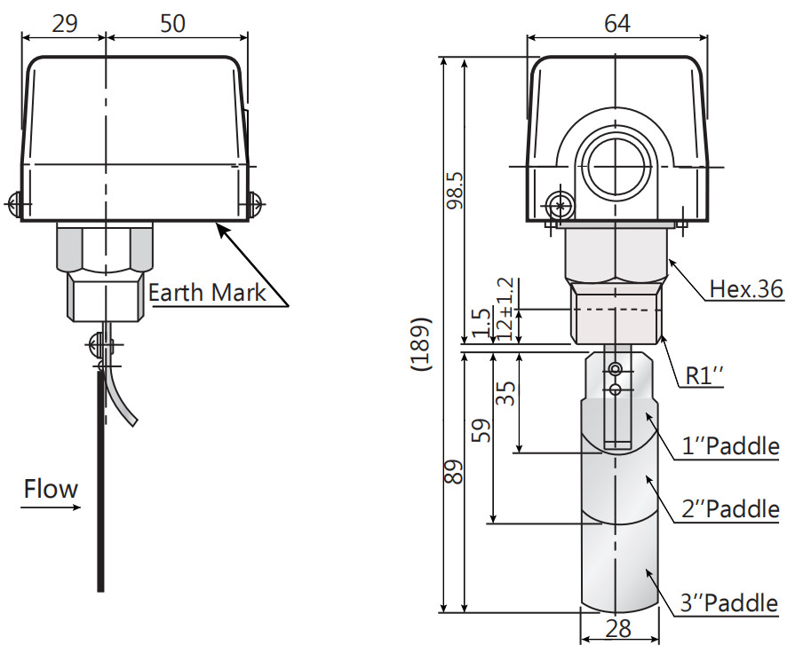 CE Heating IP54 Liquid Flow Switches Single Stage