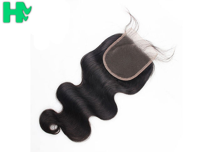 Grade 9A Human Hair Closure With Baby Hair Bleached Knots / Brazillian Body Wave