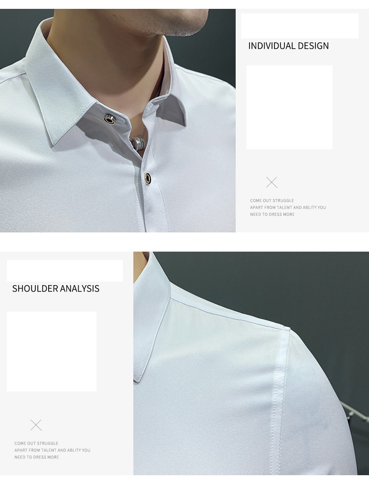 Long-Sleeved Custom Formal Shirt For Men Printed Polyester Cotton Slim Fit Casual Shirt