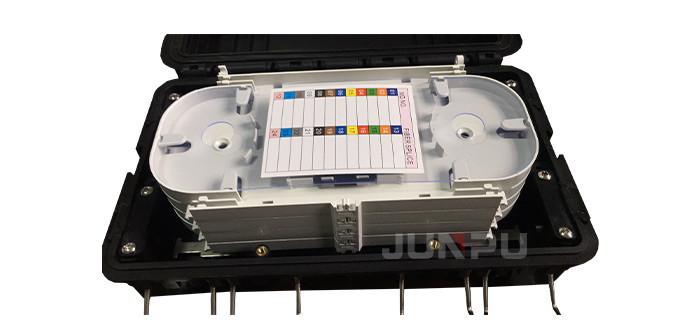 96 Core Horizontal Fiber Optic Splice Closure With 4 Trays In Black Color