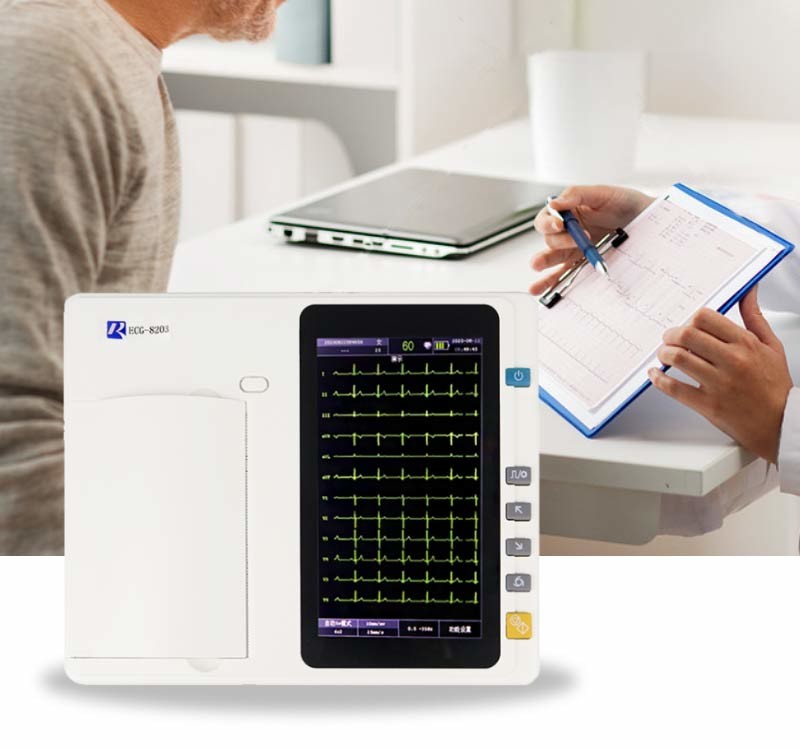 Clinical Analytical Electrocardiogram Medical Ecg Ekg Machine 6 Channel 7 Inch
