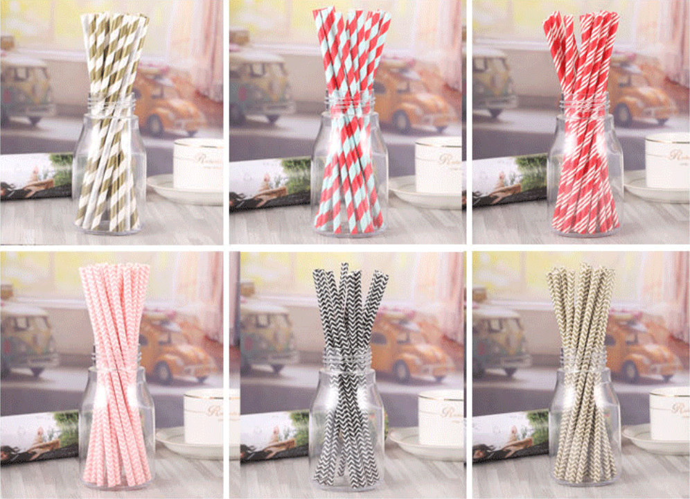 Food Grade Certified 100% Biodegradable Environmentally Friendly Disposable Kraft Paper Straws 6/8/10/12*180/190/200MM