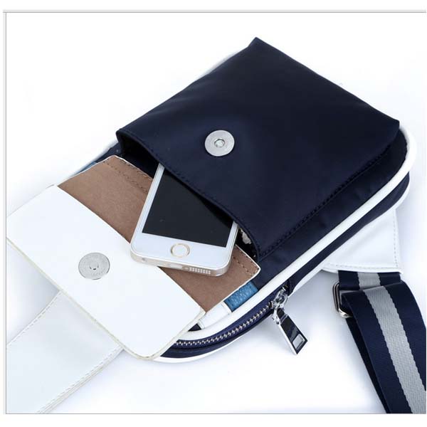 Men's Sling Bag Nylon Pocket Bag Black&Blue Waist Purses Bag Phone Bag