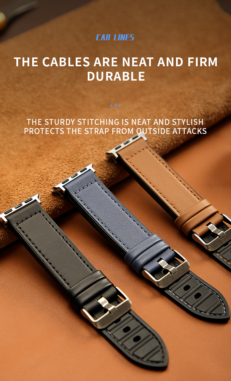 22mm Silicone Leather Watch Strap for iWatch Series 6 5 4 3 2 1 SE Luxury and Durable