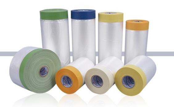 Pre-tapd paint masking film HDPE,Car paint repair masking film with tape, Hot sell masking film with adhesive tape, PAC