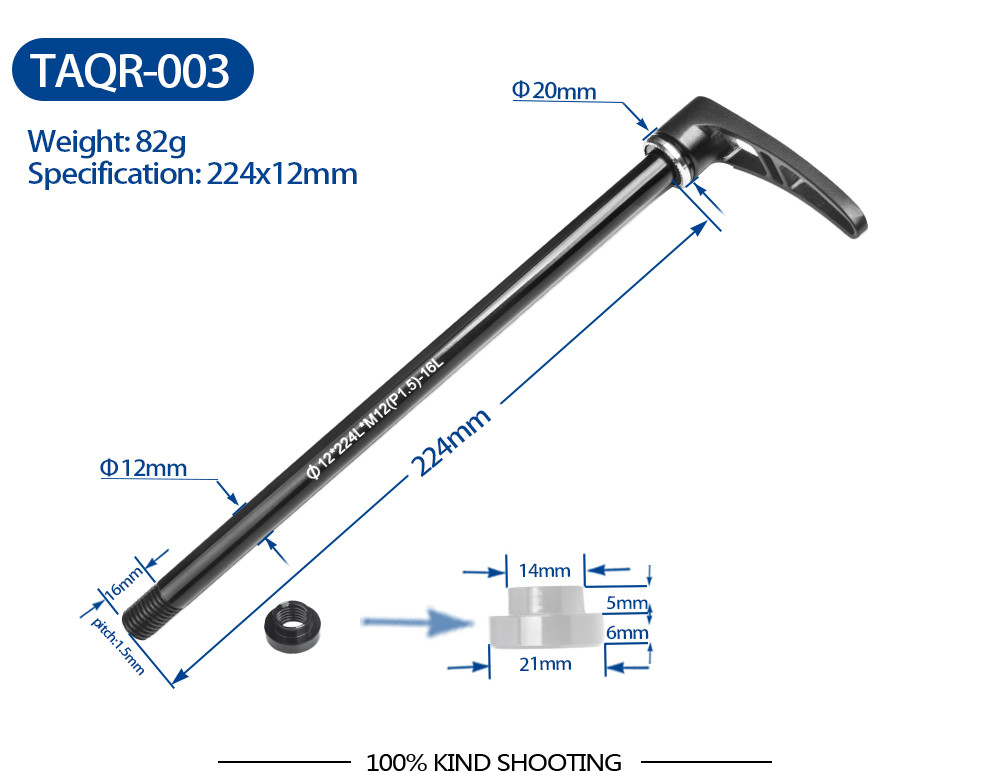 Alloy Thru Axle Road Bicycles Parts With Quick Release Lever Black Color