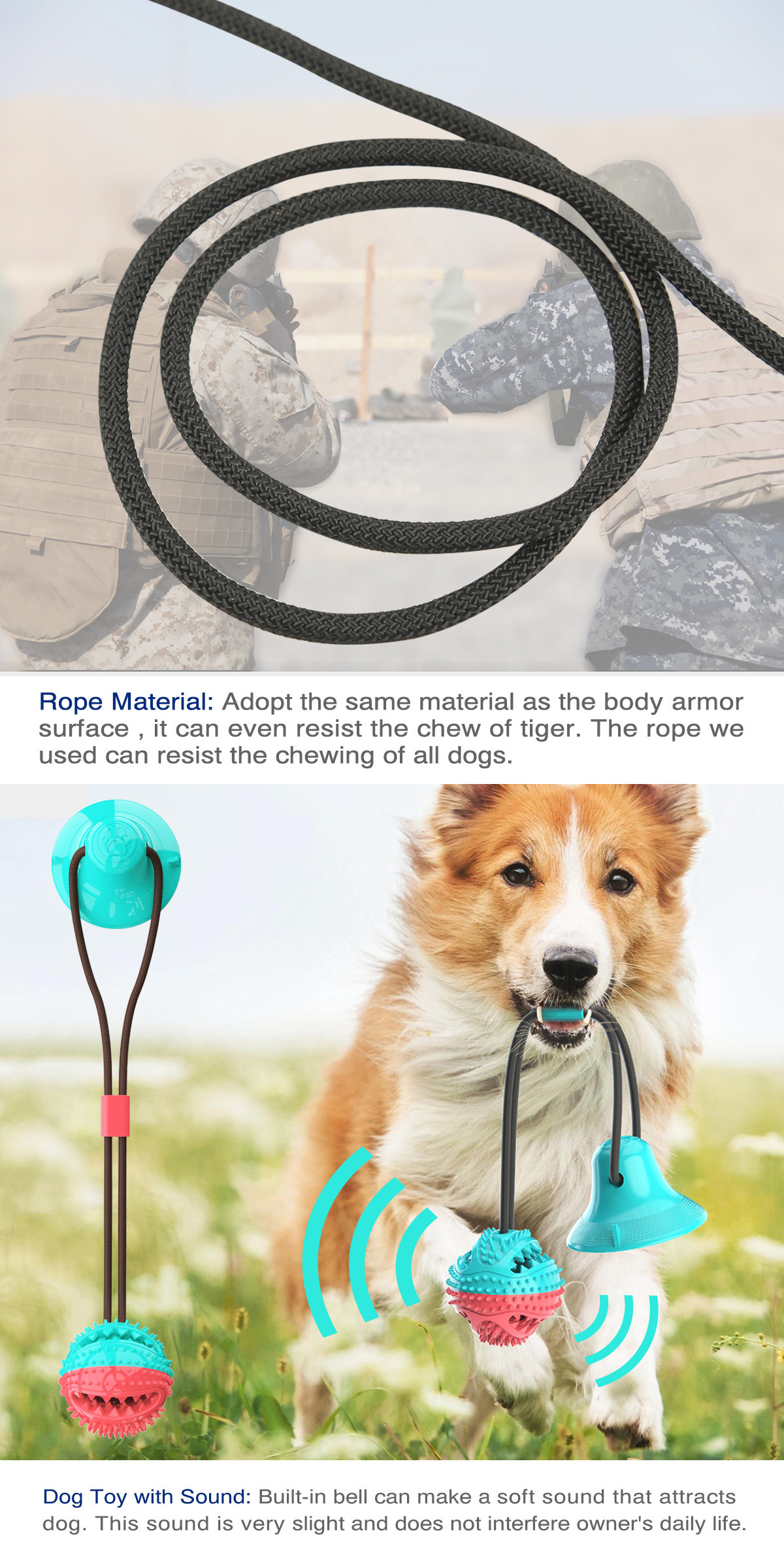 Dog Suction Cup Interactive Pet Toys Molar Anti Bite Training 400mm ODM