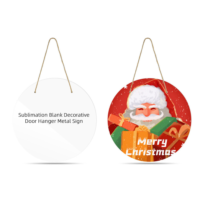 Christmas Home Decor Sublimation Metal Blanks Round Hanging Sublimation Plaques Blanks