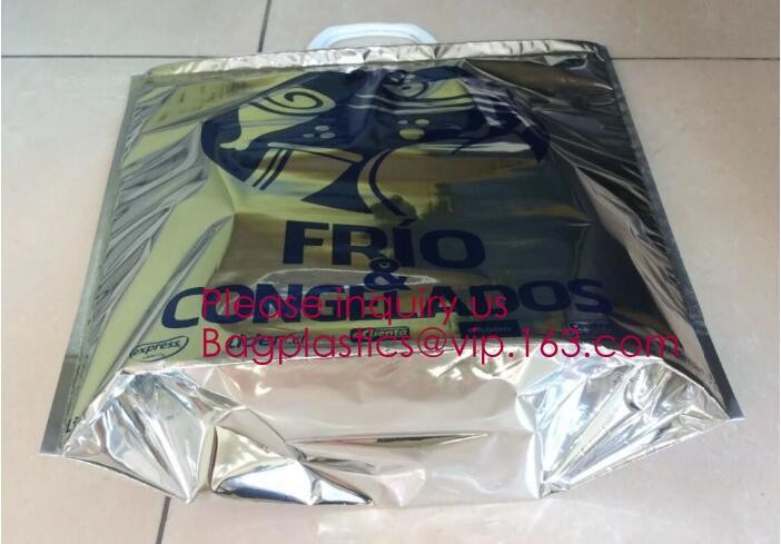 Aluminum Foil Insulated Cooler Bags Waterproof Folding Thermal Lunch Bag,Zip-Lock Grocery Handle Thermal Insulation Cool