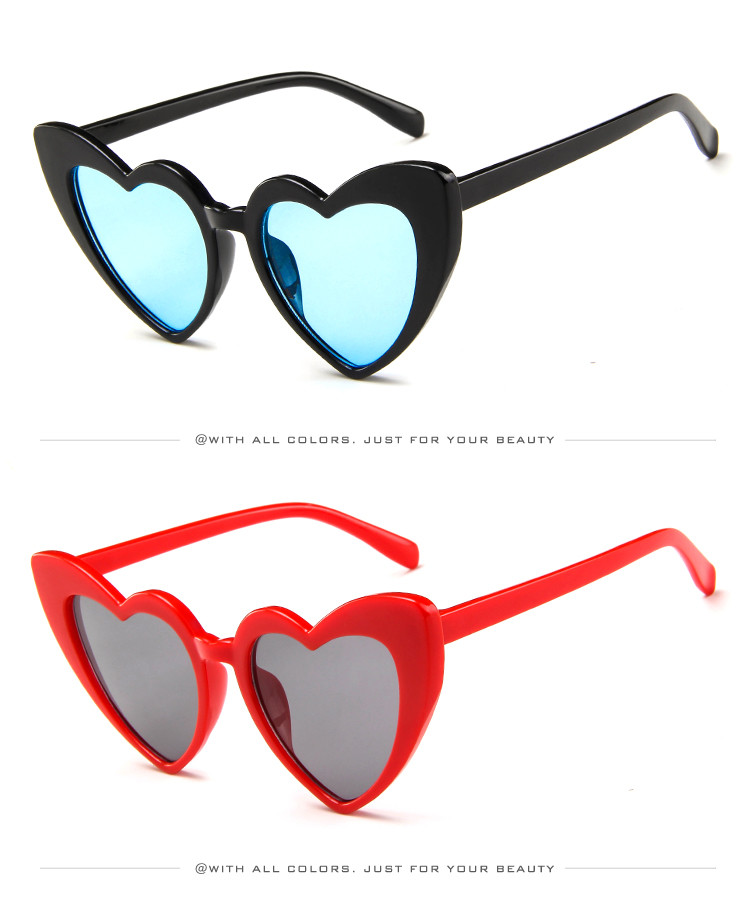 Plastic Designer Female Lady Fashion Heart Sunglasses Multi Colors 155MM