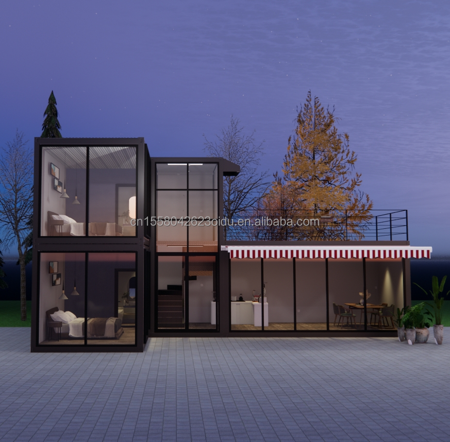 Galvanized Steel Square Tubes Main Structure Container Houses for Luxury Prefabricated Two-Bedroom Flat Pack Shipping