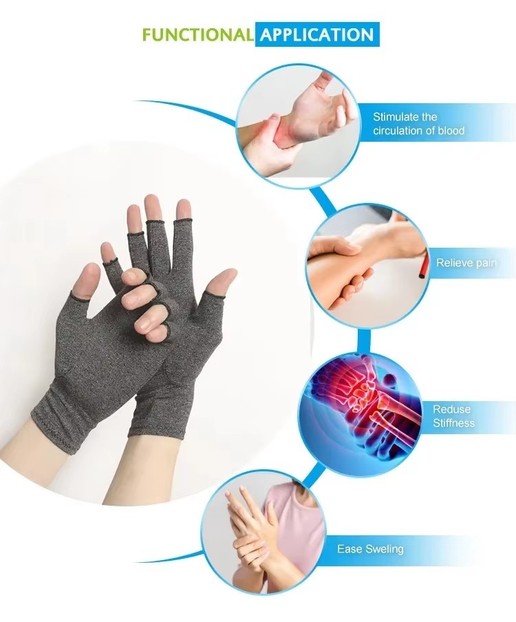 Half Fingerless T Typing A Anti Rrheumatoid Arthritis Compression Hand Therapy Cotton Spandex Gloves For Women Pain Relief