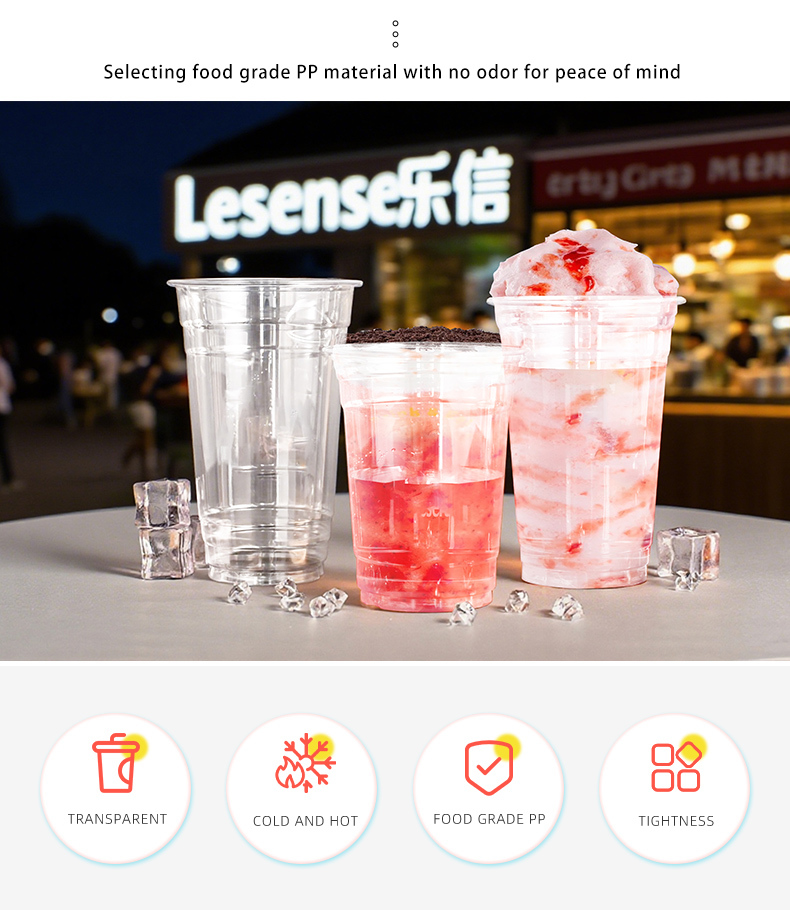 Custom Disposable PET Plastic Cups 96 Caliber 260ml 370ml 410ml 480ml Juice Drink Bubble Tea Cups