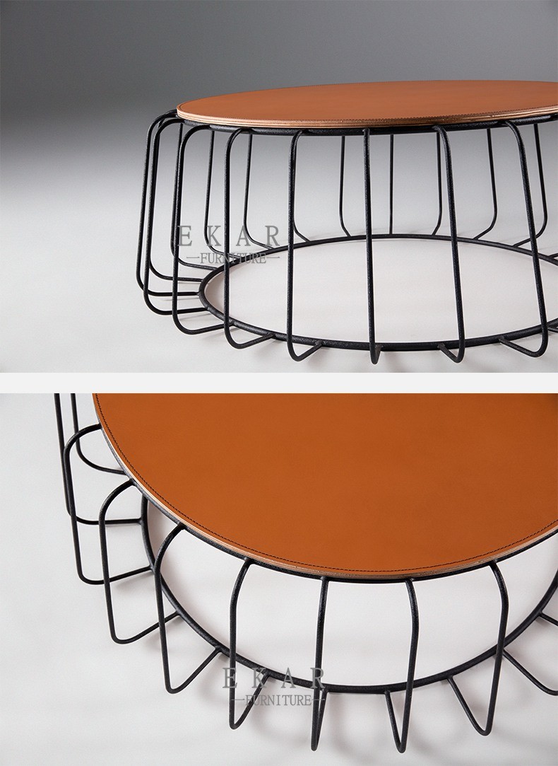 Living Room Modern Fashion Design Stainless Steel Frame Round Coffee Table