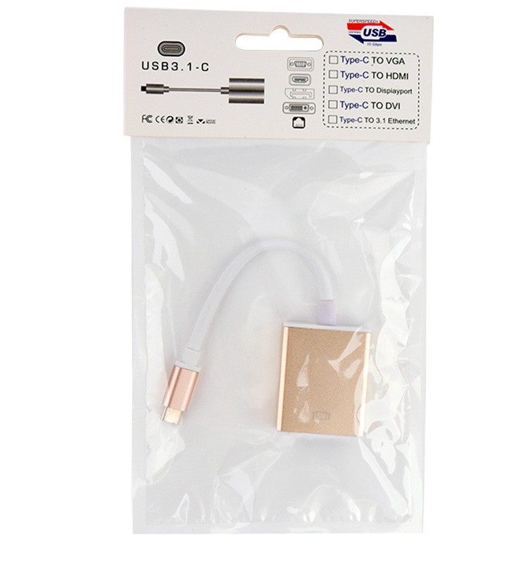 Kico USB 3.1 Type C To VGA Converter Type-C To HDTV Adapter Cable Male To Female Full HD 1080P for Macbook