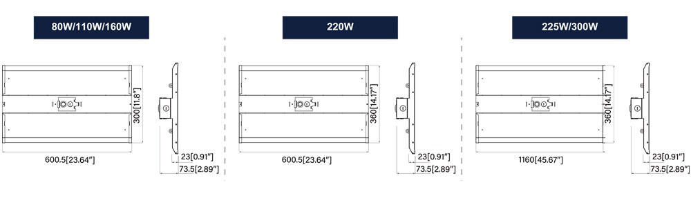 Premium LED Linear Highbay Light 150Lm/W 225W Dimmable LED Tunnel Lights
