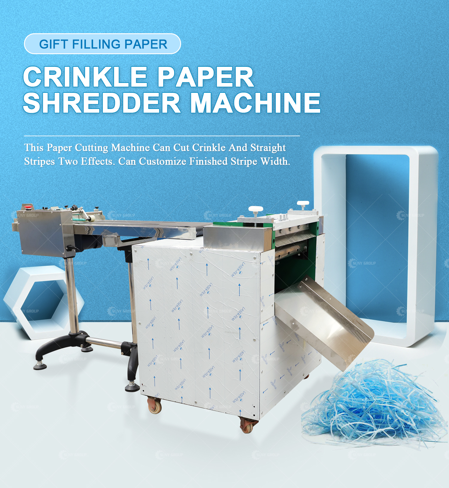 Max. workable width of 4200mm Crinkle Paper Shredder Machine for Color Paper Shredding