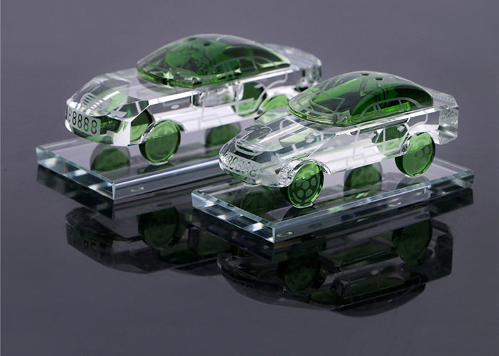 Car Shape Crystal Decorative Glass Bottles Yellow / Green / Blue / White Color Optional