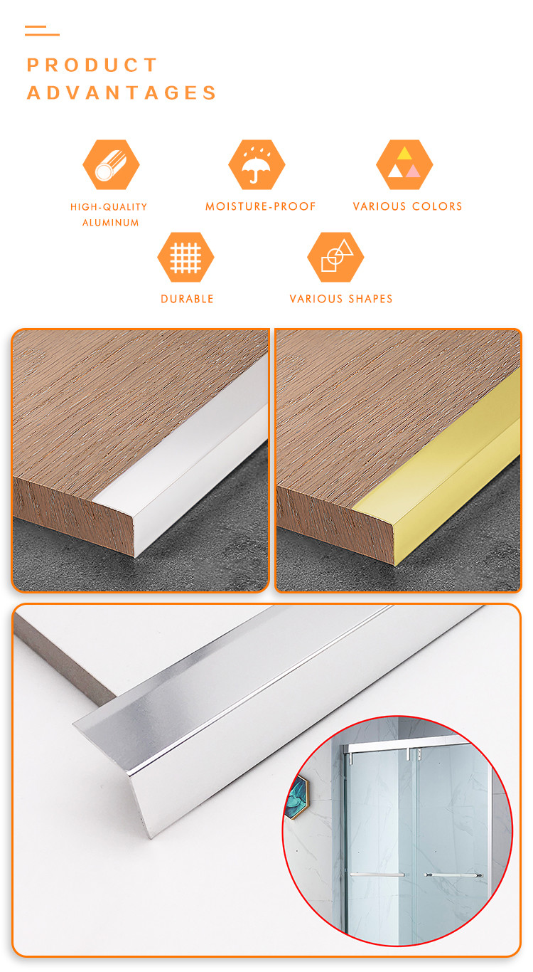 Mill Finish Aluminium Edge Trim Punching Ceramic L Corners Tile Trim Strips