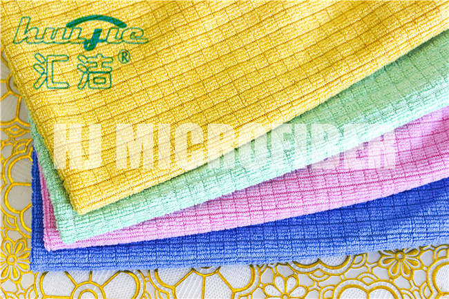 MIcrofiber Weft Knitted Hand Towel home use kitchen stripe cleaning towel super soft