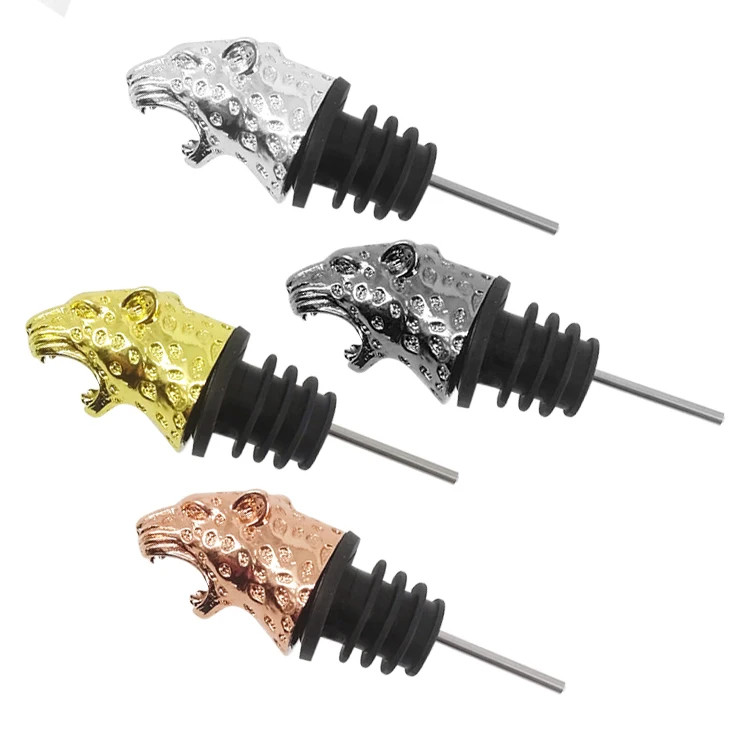 Wholesale Rose Gold Silver Wine Pourer Custom Animal Head Wine Pourer for Bottle