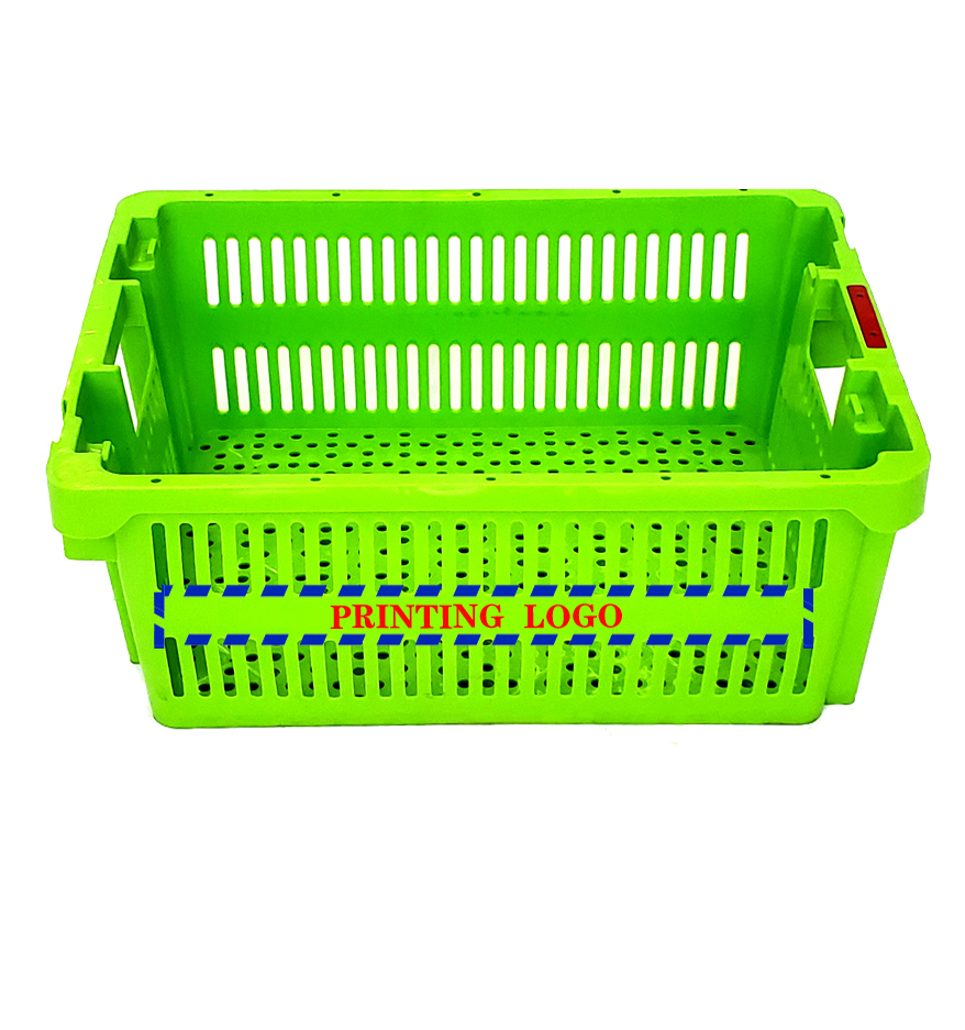 Colorful Agricultural Perforated Plastic Moving Turnover Nestable Crate Stackable Plastic Basket