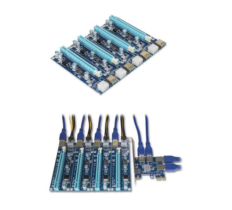 Blue 1X to 16X PCI E Expansion Card Strong stability PCI E Riser Card