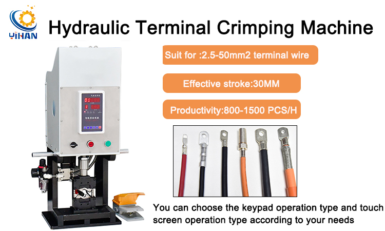 2.5-50mm2 Hydraulic and Pneumatic Driven Terminal Crimping Machine for Semi-Automatic