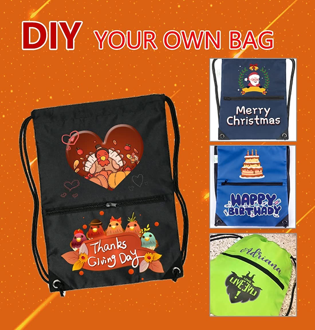 Easily washable, recyclable and durable Lager capacity waterproof Drawstring Backpack Bag Sport Gym Backpack