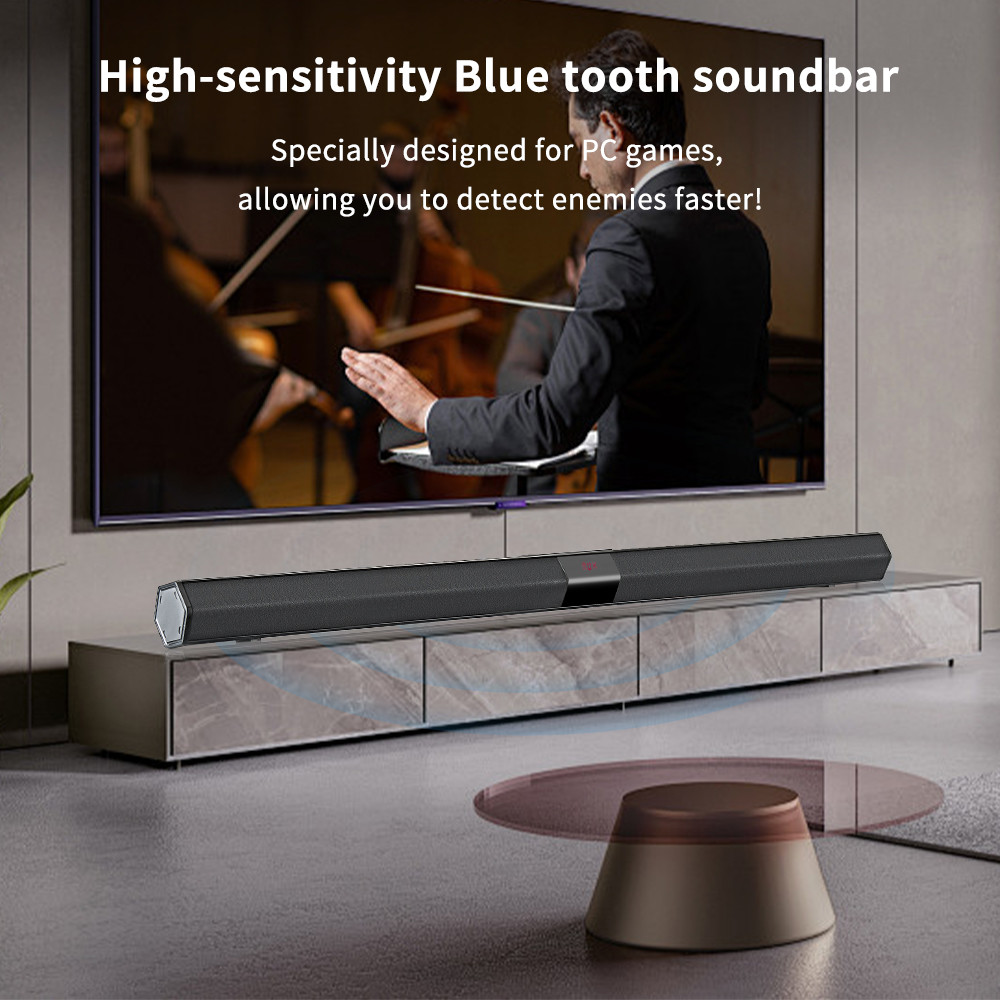 Deep Bass Port 5VDC Black Wireless Soundbar Speaker For Home Theater