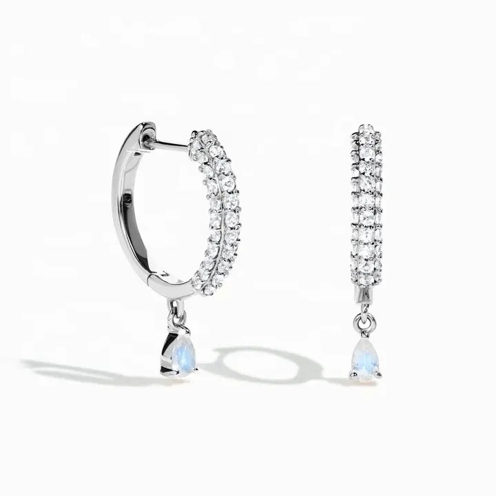 White Zircon Jewelry Wholesale Moonstone Jewelry Fine Design Earring