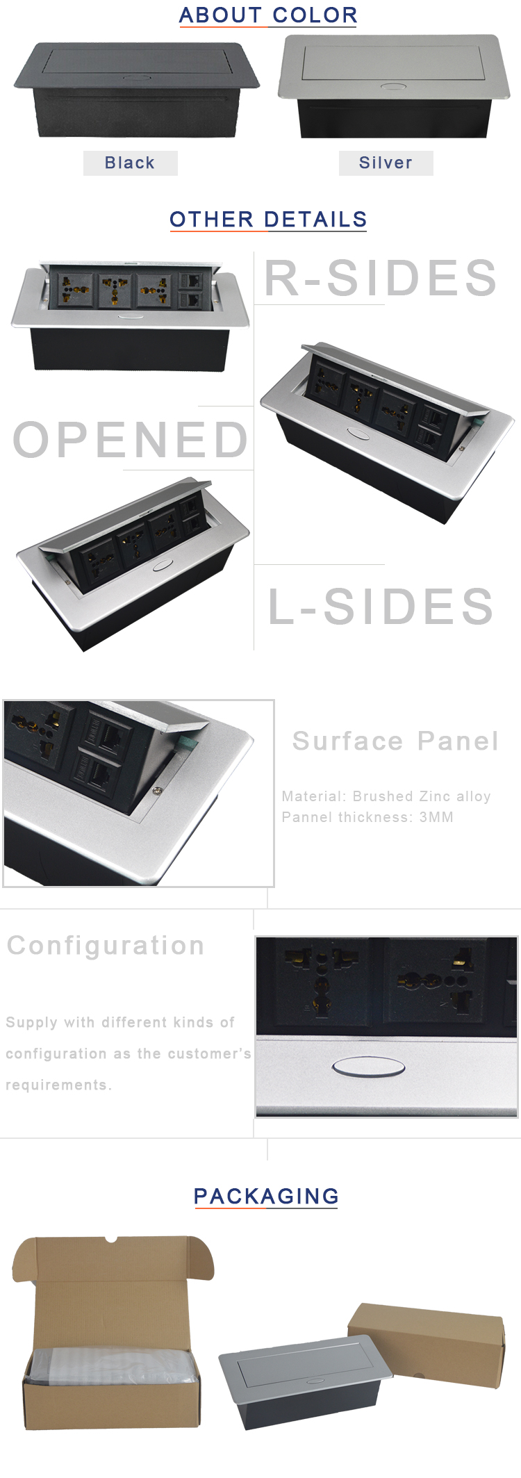 furniture pop up media socket jack material zinc alloy used on conference table