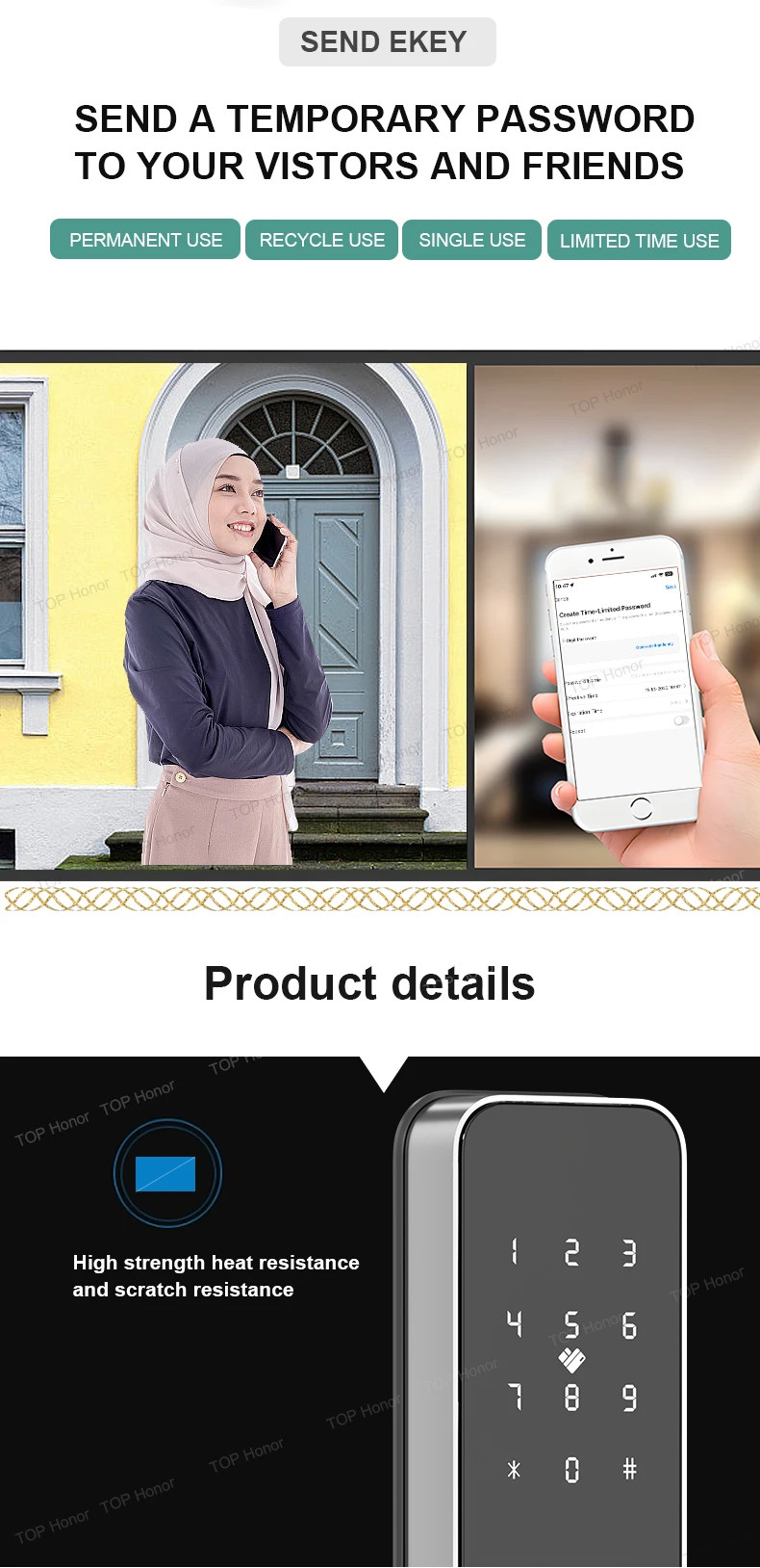 TTLock Smart Residential Electronic Door Locks Fingerprint Code Card Key Access Tuya App